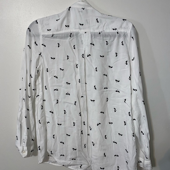 White and Black Button Up Blouse - Picture 2 of 6